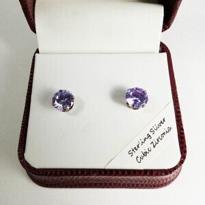Tivoli stud Earrings Purple Sterling silver cubic Zirconia in Box